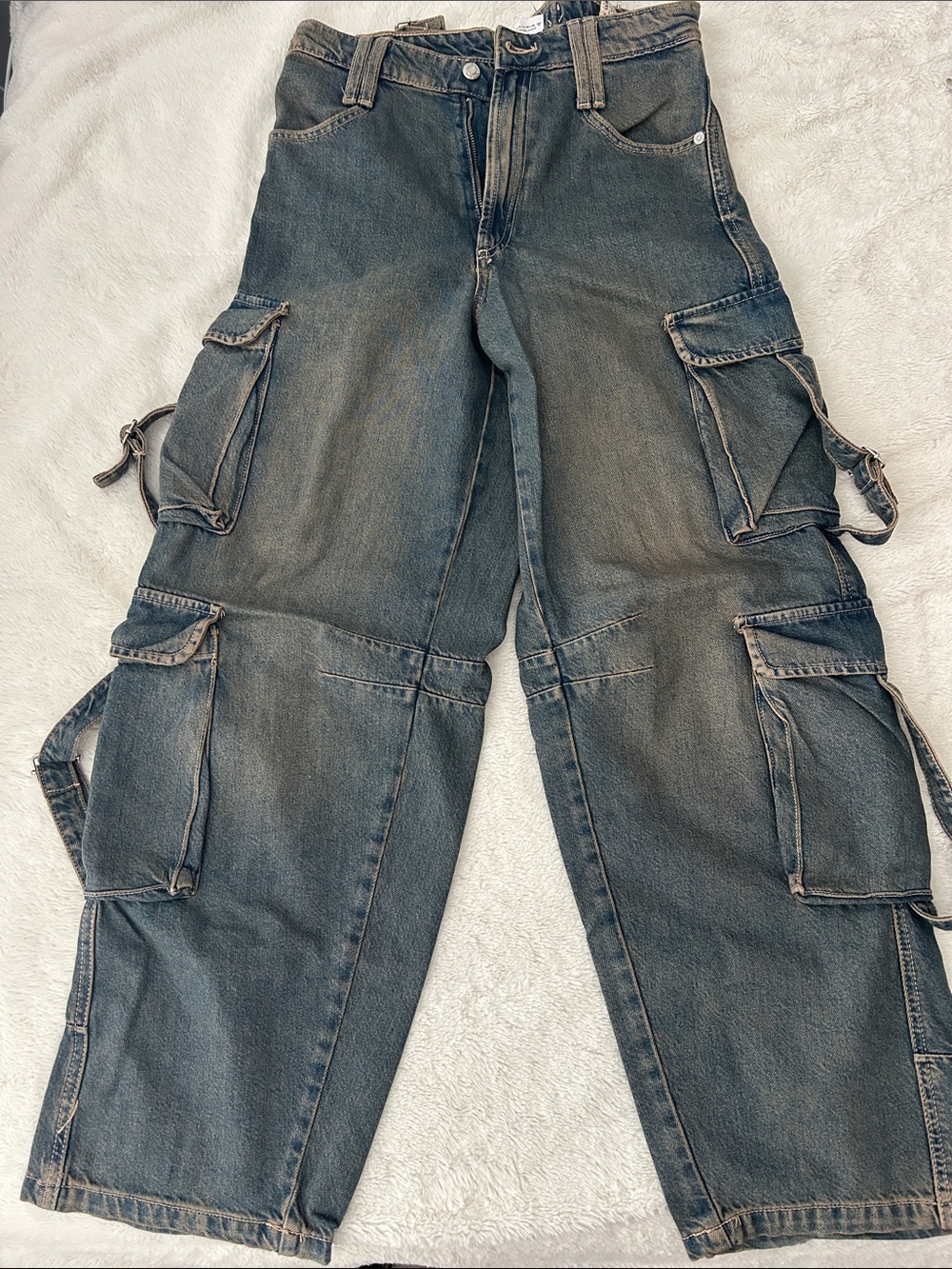 Zara Dark Wash Cargo Jeans